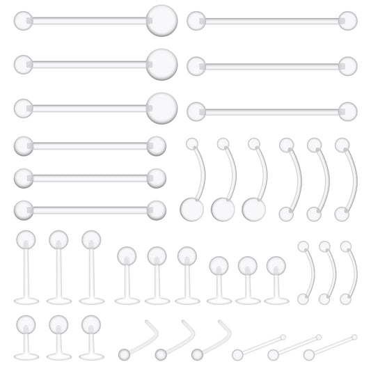 Lusofie 36pcs Clear Piercing Jewelry Retainer Plastic Nipple Rings Nose Rings for Surgery Navel Belly Button Ring Lip Labret Eyebrow Tongue Barbells Cartilage Tragus Earrings Retainer