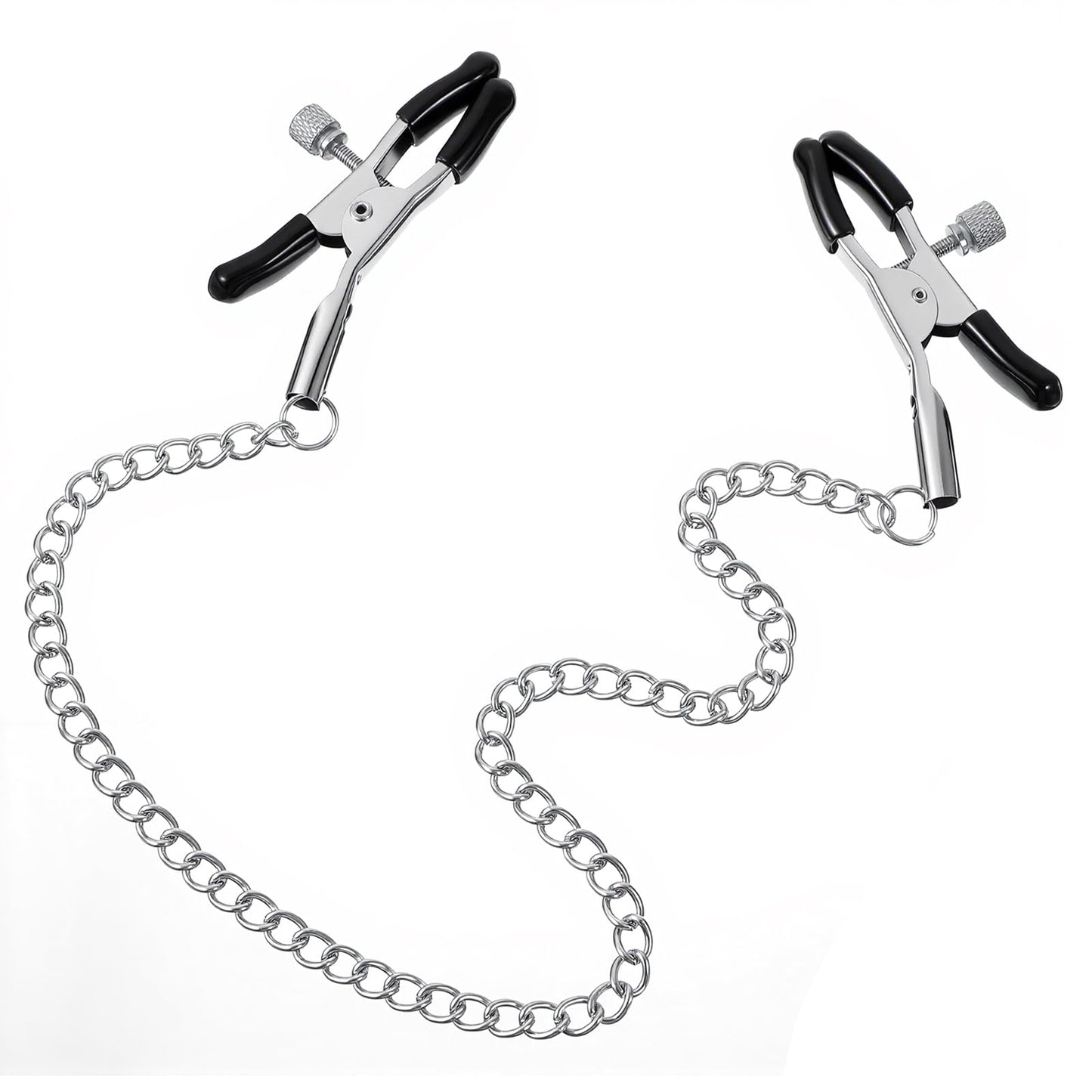 Telooco Nipple Clamps Body Chain Adjustable Stainless Steel Nipple Clips for Adult Non-Piercing Body Chain for Women (Black)