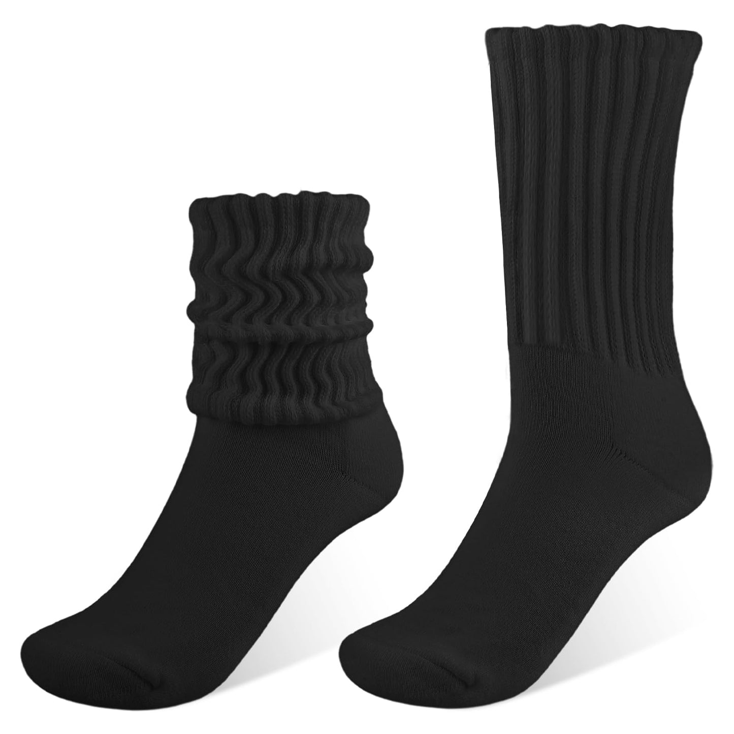 Telooco Slouch Socks for Women 1 Pair Long Boot Scrunch Sock Soft Thick Stacked Socks for Fall Winter Warm Size 6-10(Black)