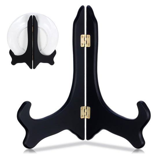 HaiFafafaing Plate Stands For Display 8 Inch Wooden Black Plate Display Stand Decorative Plates Holders for Displaying Mini Easel Frame Picture Stands for Displays Book Dish Card Picture Cd