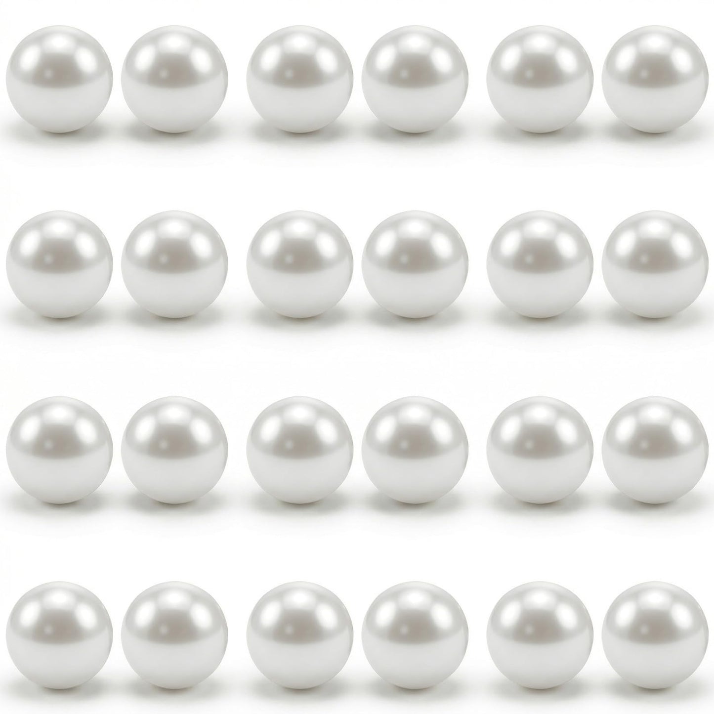 12 Pairs 8mm Imitation Pearl Stud Earrings, Round Ball Pearl Earrings Set for Women, White Pearls Silver Post