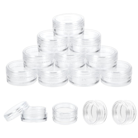 Telooco 40Pcs Sample Containers 5ml Clear Round Travel Sample Jar Pots Empty Lip Balm Containers Mini Cosmetic Containers with Lids for Sample Powder Cream Lotion