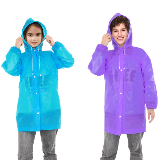 Lusofie 2Pcs Rain Ponchos for Kids Thicker Reusable Raincoat Rain Poncho Jacket for Boys and Girls