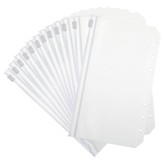 A6 Binder Pockets 12 Pcs Clear PVC Binder Inserts, Waterproof A6 Binder Envelopes with Zipper, 6-Holes A6 Cash Envelopes for 6 Ring Binders Organizer Photos Cards Bills