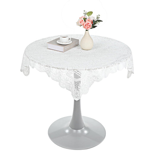 Tucnoeu Small Square Lace Tablecloth,Vintage Crochet Tablecloths,Elegant White Side Table Cover, Table Topper Wedding Home Party Decoration 36 x 36 Inch