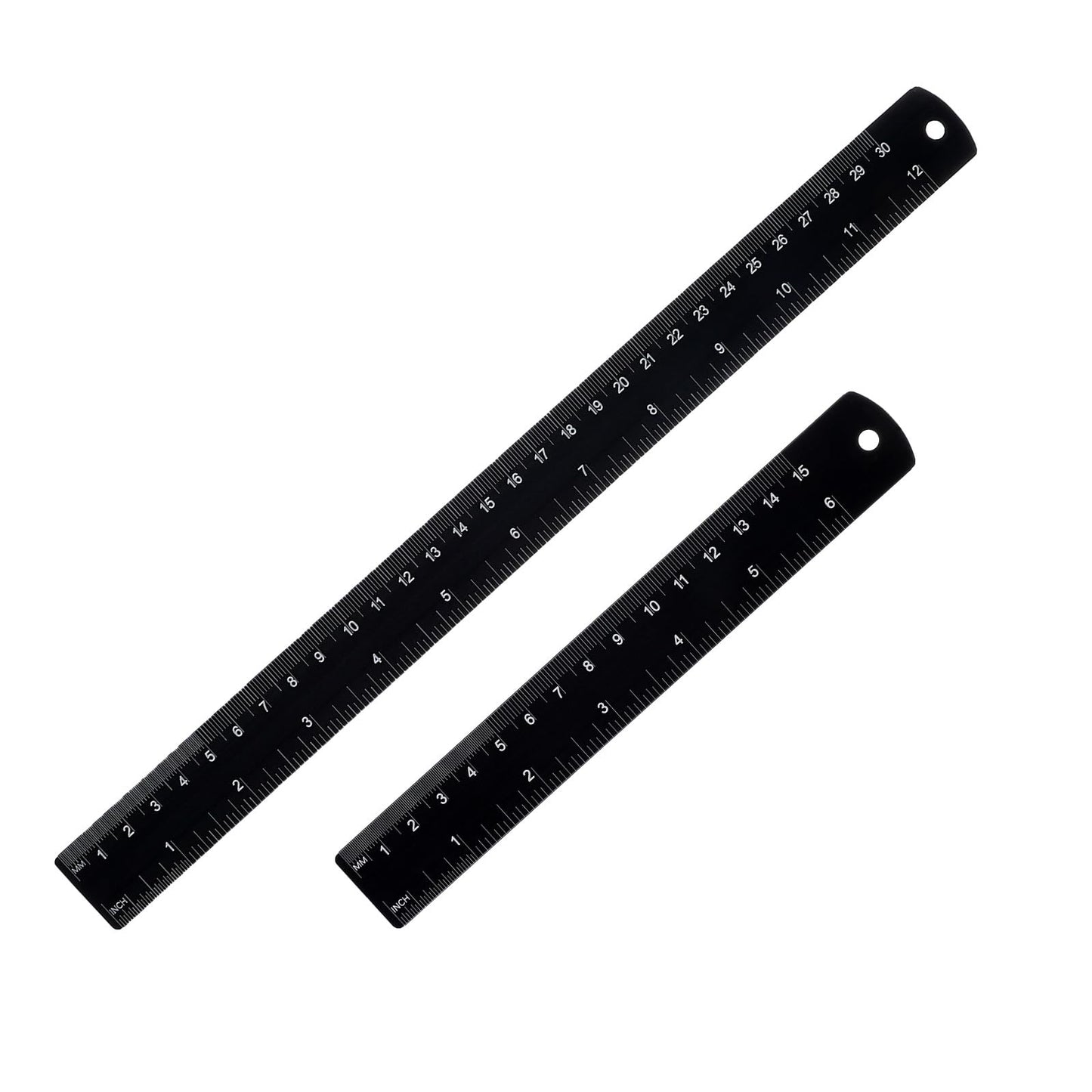 Metal Ruler Kit 12 Inch and 6 Inch, Stainless Steel Rulers with Centimeters, Millimeters, Inches and Conversion Table for Office and School, Easy to Read Metric Rule Set, 2 Pack