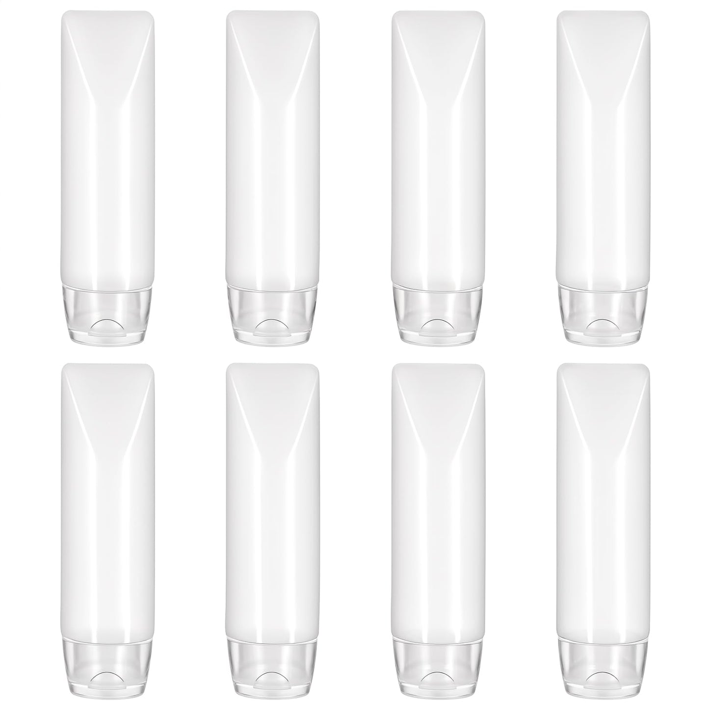 Pack of 8 Empty Tubes for Filling 30 ml Transparent Refillable Travel Cosmetic Container with Hinged Lid Travel Tubes for Filling Cosmetic Lotion Shampoo Liquids