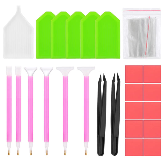 Lusofie Diamond Paintings Tools Diamond Paintings Accessories with Point Drill Pen, Tweezers, Plastic Tray, Diamond Embroidery Box for Nail Art and Diamond Embroidery