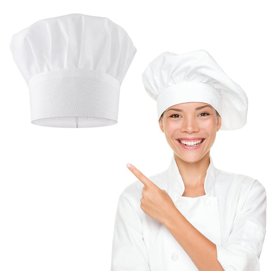 Yolev Unisex Chef Hat Cotton Gastro Hats Chef Hat Unisex Adult Mushroon Design Adjustable Kitchen Uniform Cap for Baking Party Cooking Restaurant, white A