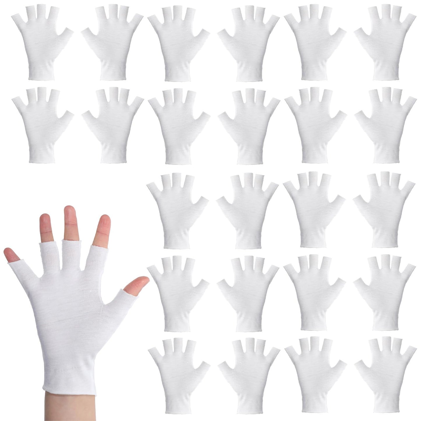 12 Pairs White Fingerless Moisturizer Gloves, Cotton Fingerless Gloves, Breathable Night Glove for Overnight and Dry Hands Care