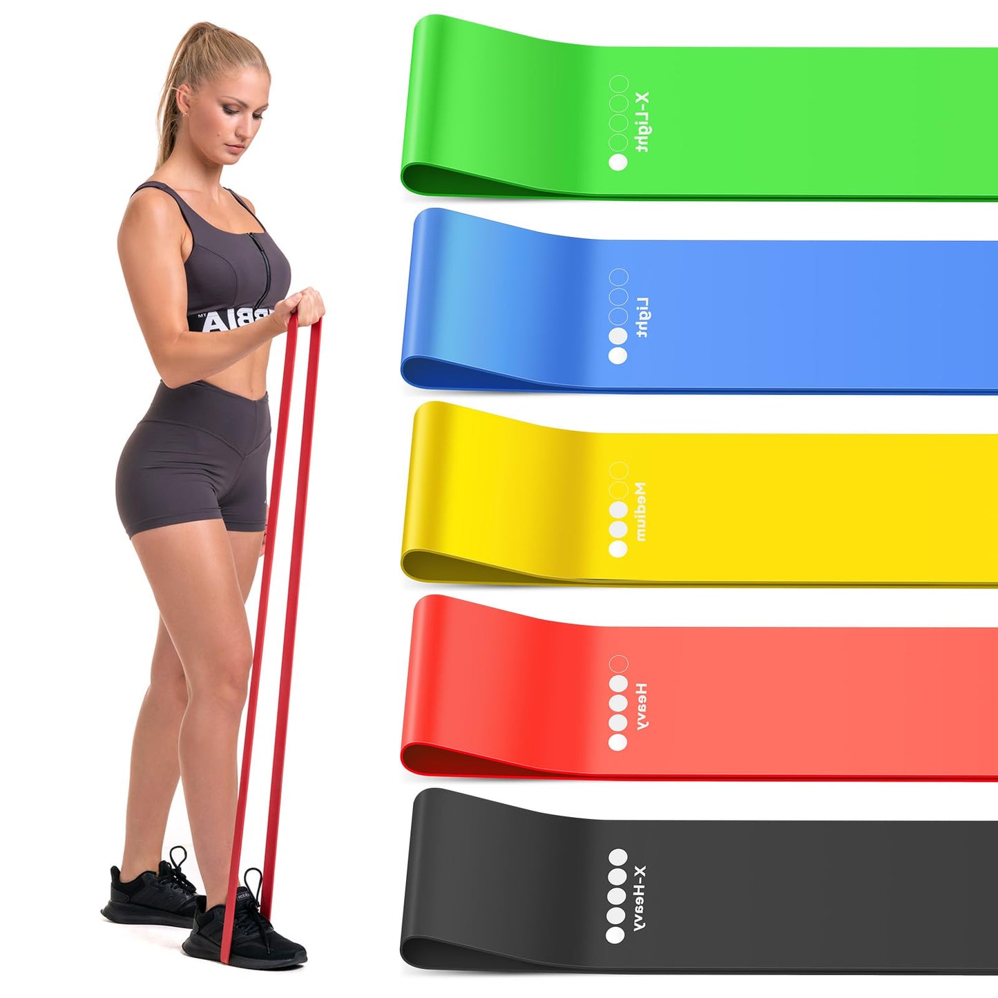 Resistance Bands for Working Out,Exercise Bands with 5 Resistance Levels Elastic Stretch Band for Fitness Yoga Pilates Stretching Strength Training