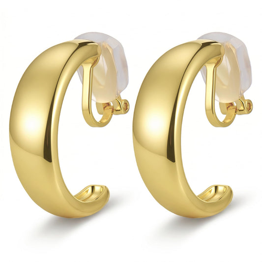 Gold Clip On Earrings for Women, Non Pierced Earrings for Women