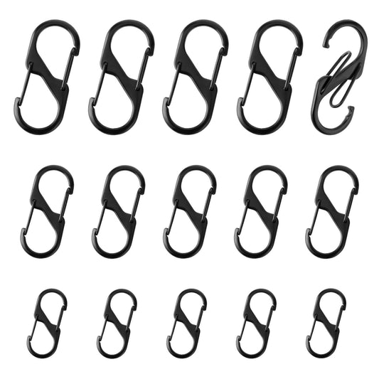 Yolev 15Pcs S Shaped Carabiner Mini Alloy Spring Clips Keychain Locking Clips for Fishing Camping Outdoor Sports