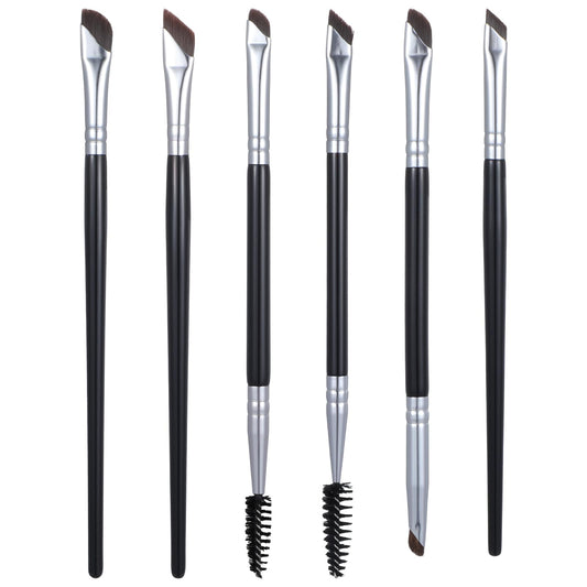Pack of 6 Double-Sided Eyelash Brush, Black Eyebrow Brush, Eyeliner Brush Set, Ultra Thin Precision Makeup Brush