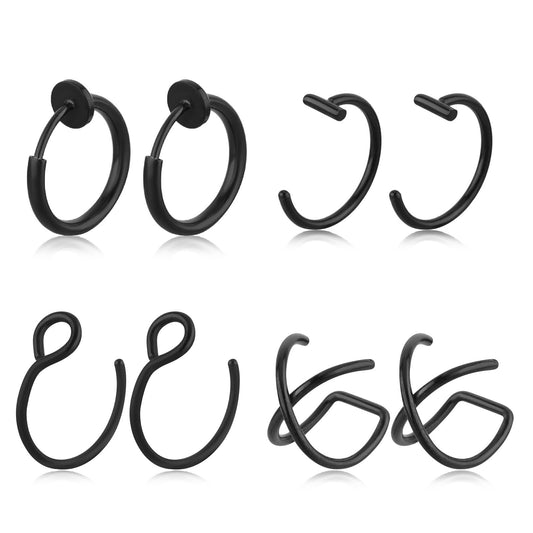 Yolev 8 Pcs Fake Lip Piercing Fake Lip Ring Fake Nose Ring Hoop Fake Snake Bites Fake Lip Piercings Faux Lip Rings Hoop Nose Ring Fake Nose Ring Clip On Nose Ring Fake Lip Piercing For Women Men