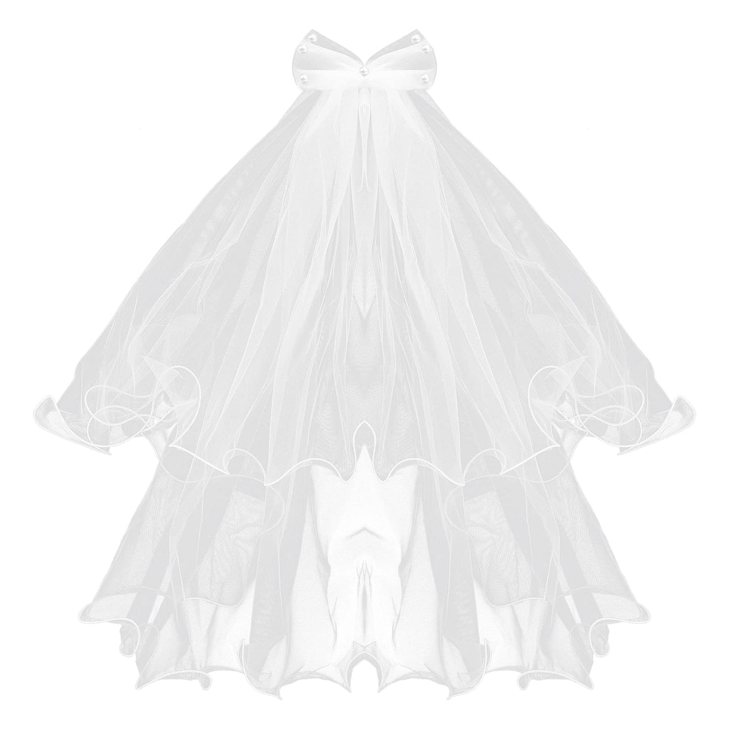 Yolev Girls First Communion Veil with Bowknot Wedding Bridal Veil White Headpiece Bachelorette Party Decorations for Bridal Shower Wedding First Communion