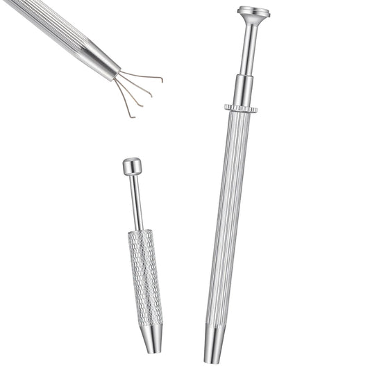 Tucnoeu 2Pcs Piercing Ball Grabber Tool, Anti Slip 4 Claw Gem Ball Grabber Tool, Stainless Steel Piercing Grabbers Tools for Changing Jewelry