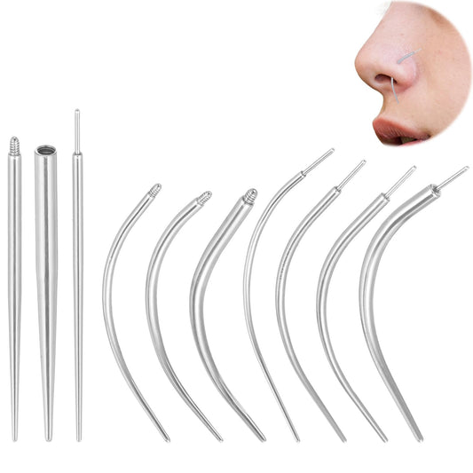 10Pcs Piercing Taper Tool, 14G/16G/18G Piercing Taper Stainless Steel Piercings Insertion Tool Set for Threadless Tragus Helix Lip Nose Helix, Cartilage Earrings Labret Studs Nose Stud Stretcher