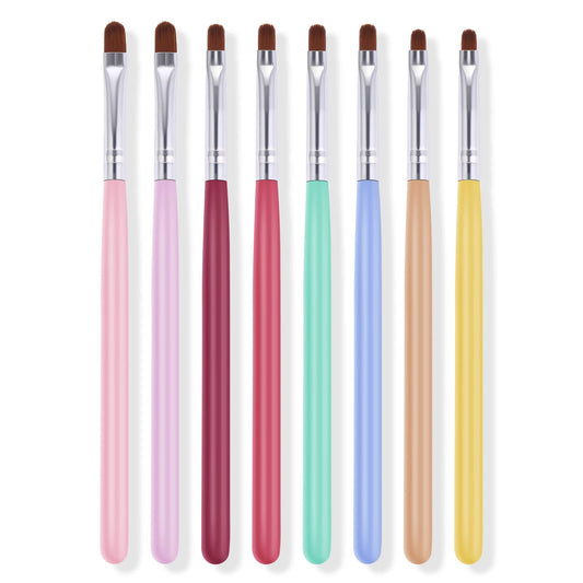 Lusofie 8Pcs Nail Clean Up Brush Oval Flat Gel Nail Brush Acrylic Tips Builder Brushes Gel Brushes for Nails Home Use and Nail Salon