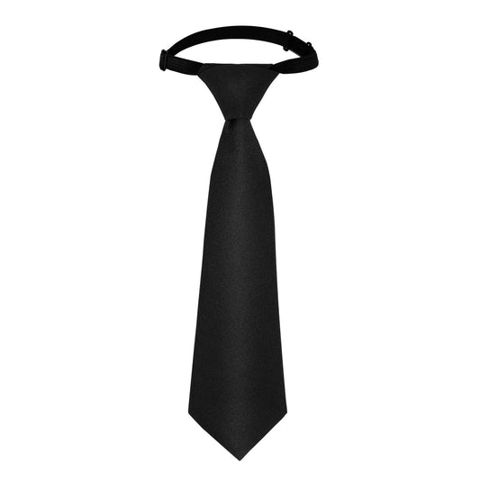 Lusofie Pre-Tied Boys Tie Adjustable Boys Necktie Woven Boys Ties School Ties For Wedding Graduation School Uniforms(Black)