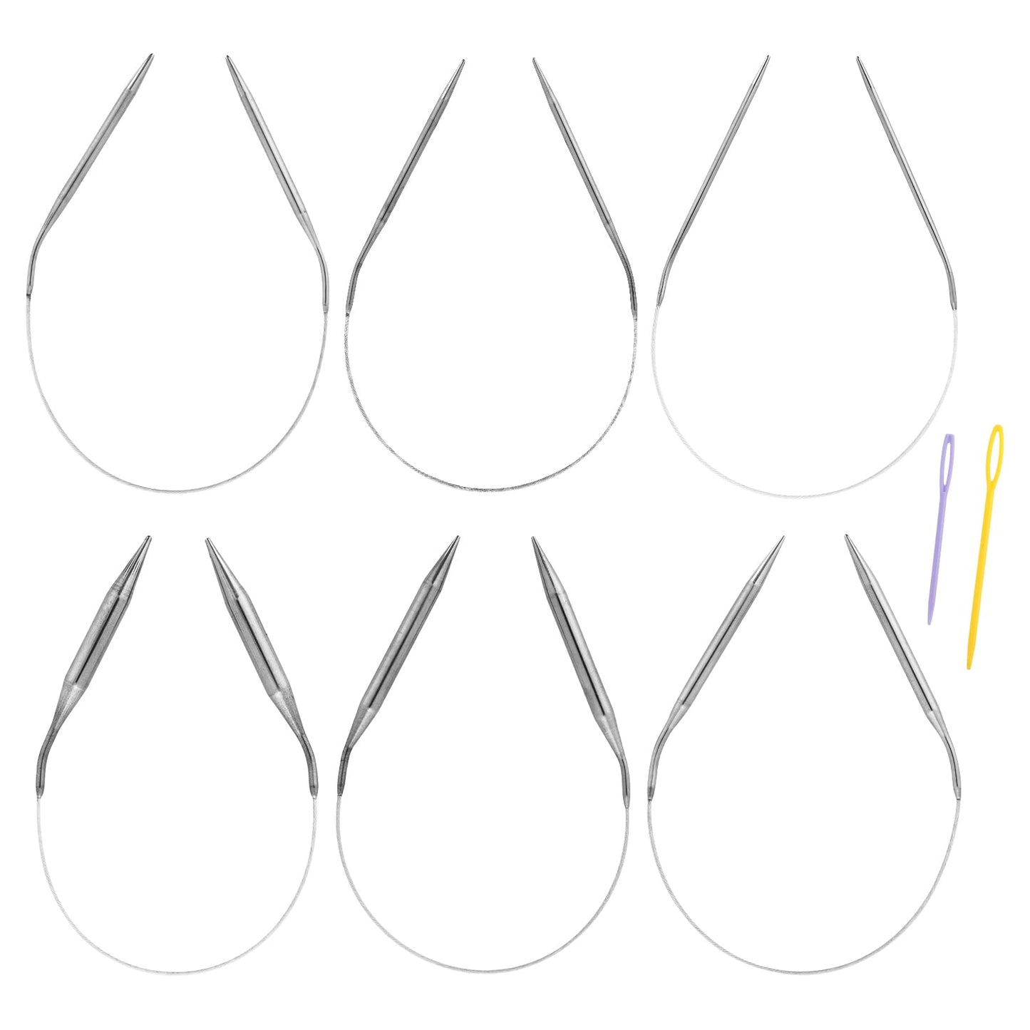 6 Pieces Stainless Steel Circular Knitting Needles Set 80 CM Double Pointed Metal Knitting Needles Set for Making Sweater Shawl Scarf (Diameter 3mm 4mm 5mm 6mm 8mm 10mm)