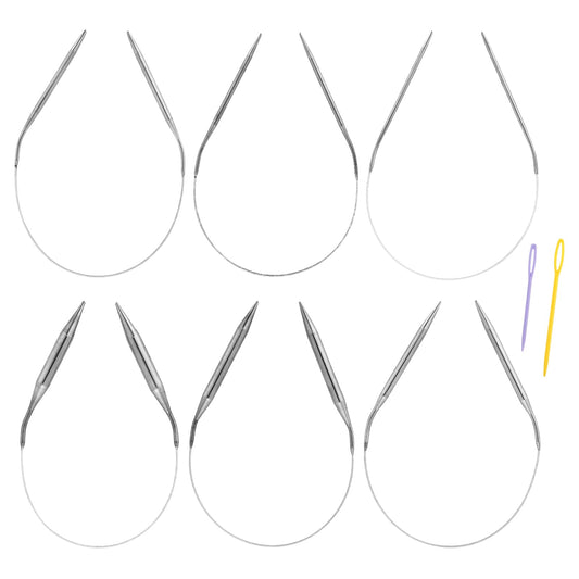 6 Pieces Stainless Steel Circular Knitting Needles Set 80 CM Double Pointed Metal Knitting Needles Set for Making Sweater Shawl Scarf (Diameter 3mm 4mm 5mm 6mm 8mm 10mm)