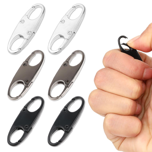 Zipper Clips Anti Theft ,6 pcs S Carabiner Clip Small Dual Opening Keyring Clip Double Small Carabiner Clips Hook Anti Theft Backpack for Camping Traveling Outdoor Sports Hiking (Black,Silver,Gray)