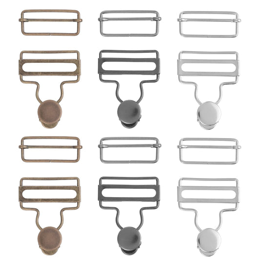 Yolev 6 Sets Metal Brace Buckles Dungaree Buckles with Rectangle Slider Fasteners for Suspenders, Belts, Handbags, Jackets, Work Clothes