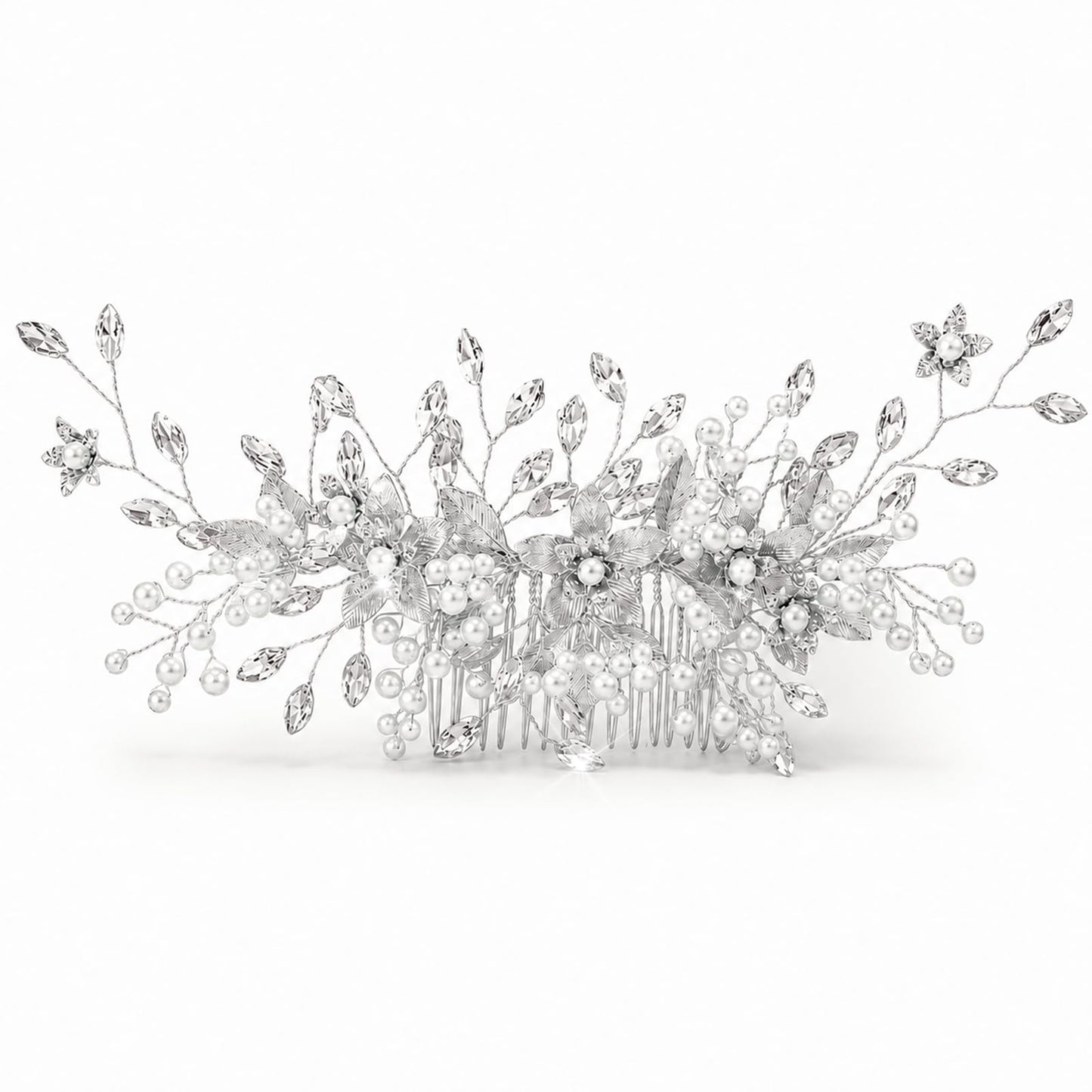 Bridal Hair Comb Pearl Wedding Rhinestone Hair Comb Silver Bridal Headpiece
