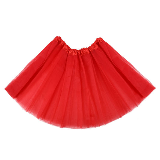 Women's Tulle Tutu Skirt Vintage 1950s Tulle Bubble Dance Skirt Prom Skirt Elastic 3 Layer for Halloween Christmas Party Costume (Red)