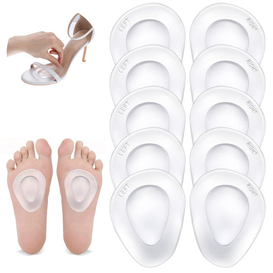 10 Pcs Metatarsal Pad Gel Metatarsal Foot Pads for Women Self Adhesive High Heel Comfort Pads Non Slip Pads for Shoes Forefoot Pads for Pain Relief
