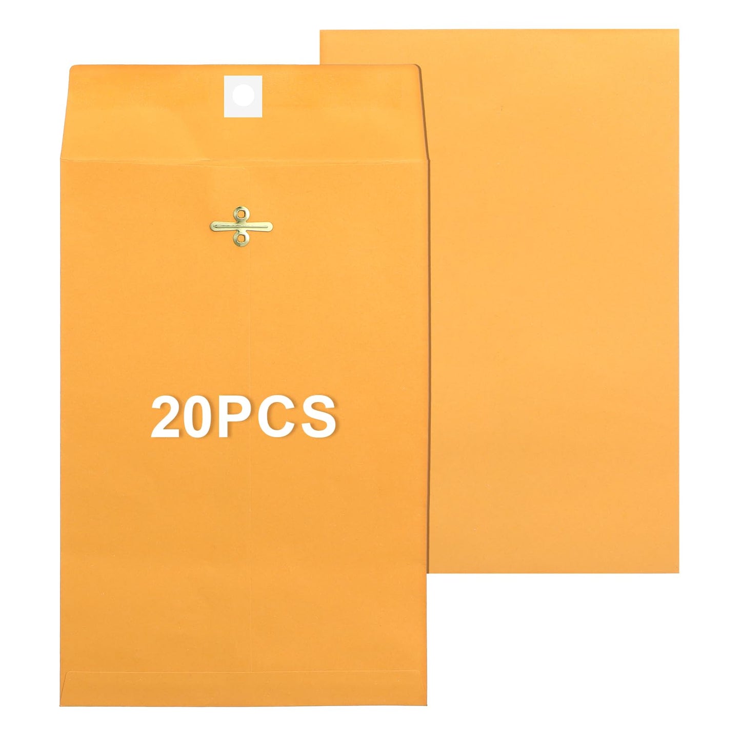 20 Pack 6 x 9 Inch Manilla Envelopes, Yellow Clasp Envelopes with Gummed Seal Printable Manila Envelope for Secure Mailing Letters, Documents, Invitation Cards