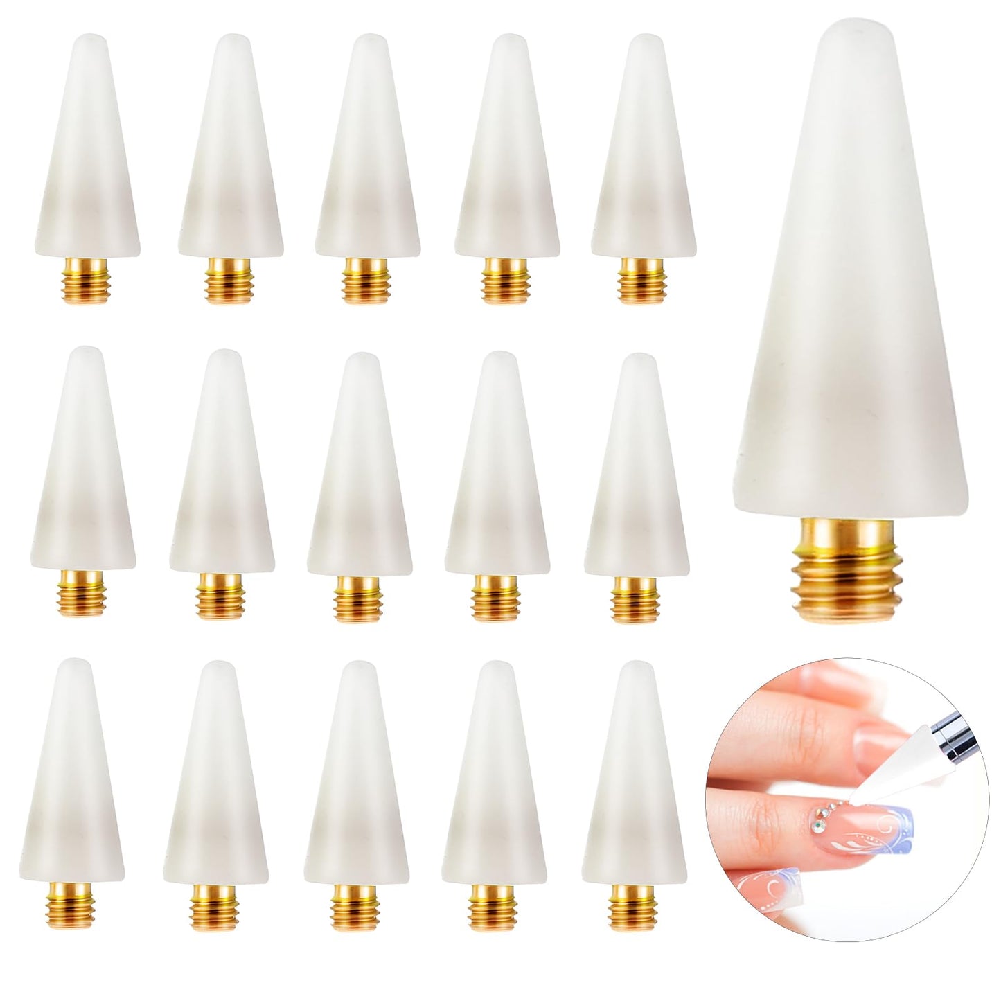 Lusofie 16Pcs Nail Gems Rhinestones Picker Wax Head Tips Replacement Rhinestone Picker Tool Wax Tip for Nail Dotting Gem Jewelry Pick(White)