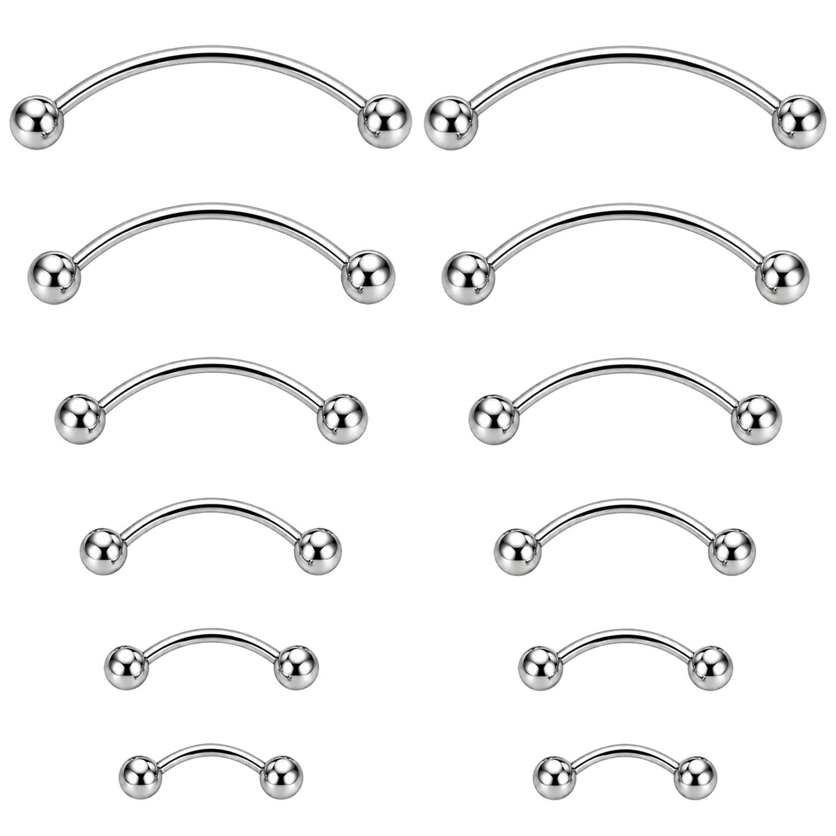 12Pcs Eyebrow Piercing Jewelry 16g Vertical Labret Lip Jewelry
