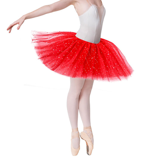 Tutus for Women Adult Tutus Skirts 3 Layers Tulle Tutu Ballet Dance Skirt 80s Style Short Skirt Halloween Christmas Costume Party Dress Up Running Skirt (Red)