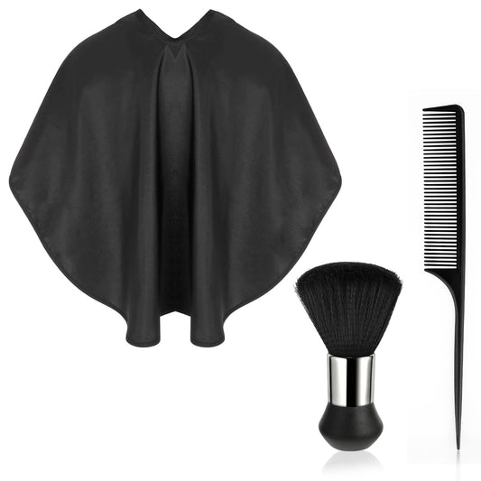Lusofie Black Barber Cape,Waterproof Hair Cutting Cape Barber Accessories Hair Cutting Kit Makeup Apron For Hair Color, Bleach, Shampoo