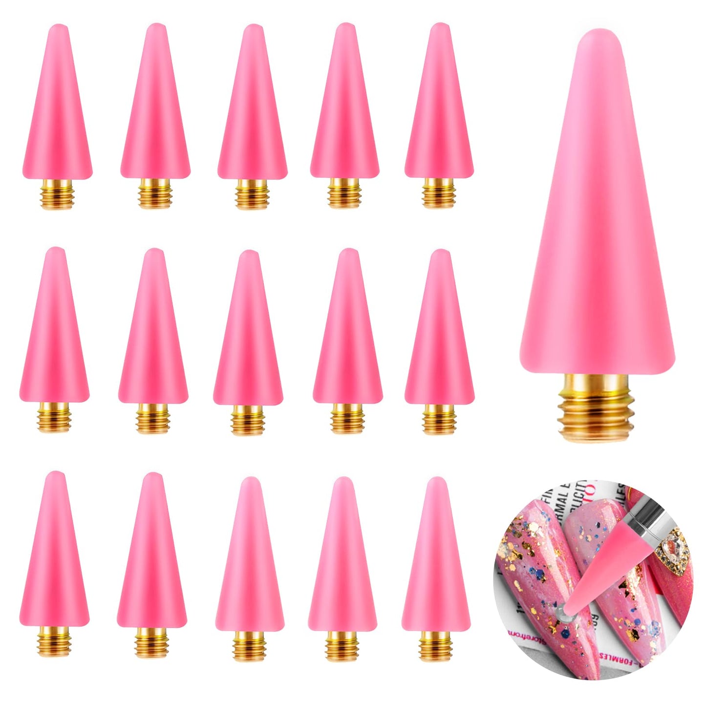 Lusofie 16Pcs Nail Gems Rhinestones Picker Wax Head Tips Replacement Rhinestone Picker Tool Wax Tip for Nail Dotting Gem Jewelry Pick(Pink)