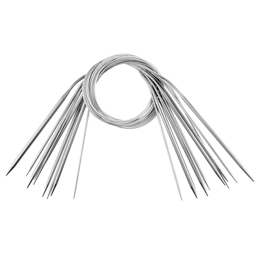 Circular Knitting Needles Set 9 Pcs Stainless Steel Circular Knitting Needles 80cm Long Round Knitting Needles with Flexible Wire Rope Ergonomic Long Knitting Needles for Beginners(9 Sizes)