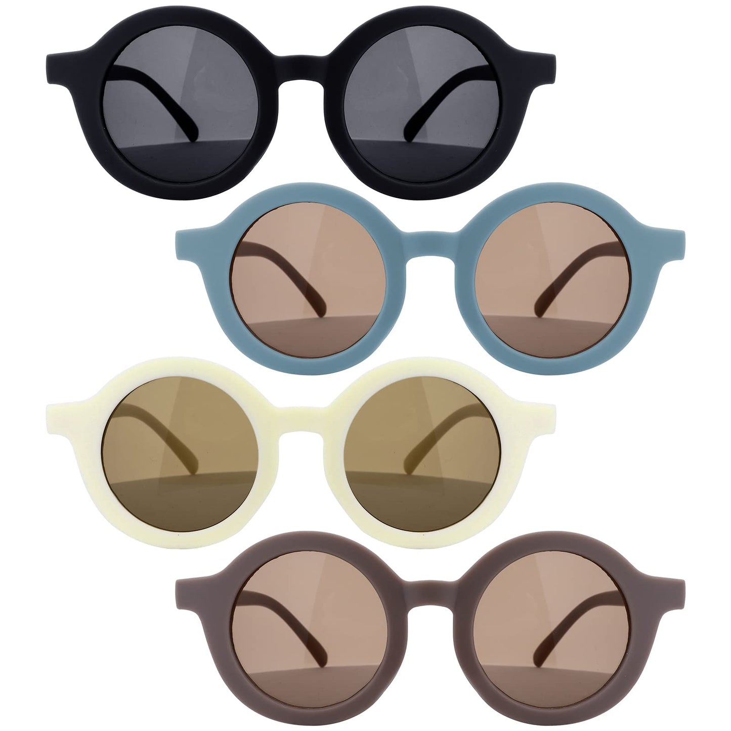 Yolev 4 Pairs Summer Kids Sunglasses Cute Round Sunglasses for Children Girl Boy Gifts Beach Accessories