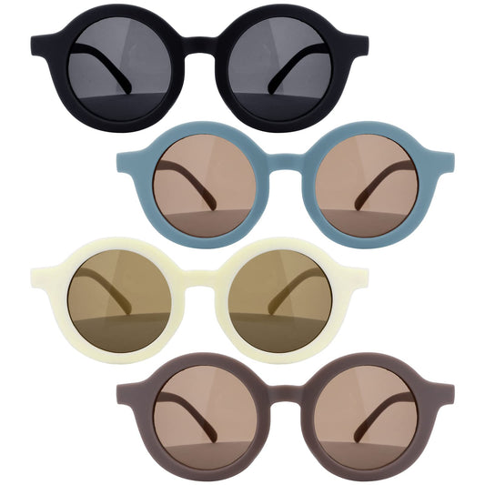 Yolev 4 Pairs Summer Kids Sunglasses Cute Round Sunglasses for Children Girl Boy Gifts Beach Accessories