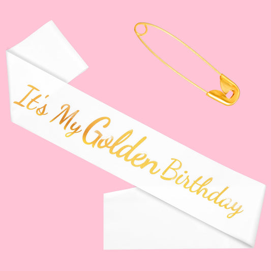 It's My Golden Birthday Sash, Premium Satin Birthday Party Decorations, Photobooth Props, Unisex Adult Teen Celebration Accessory