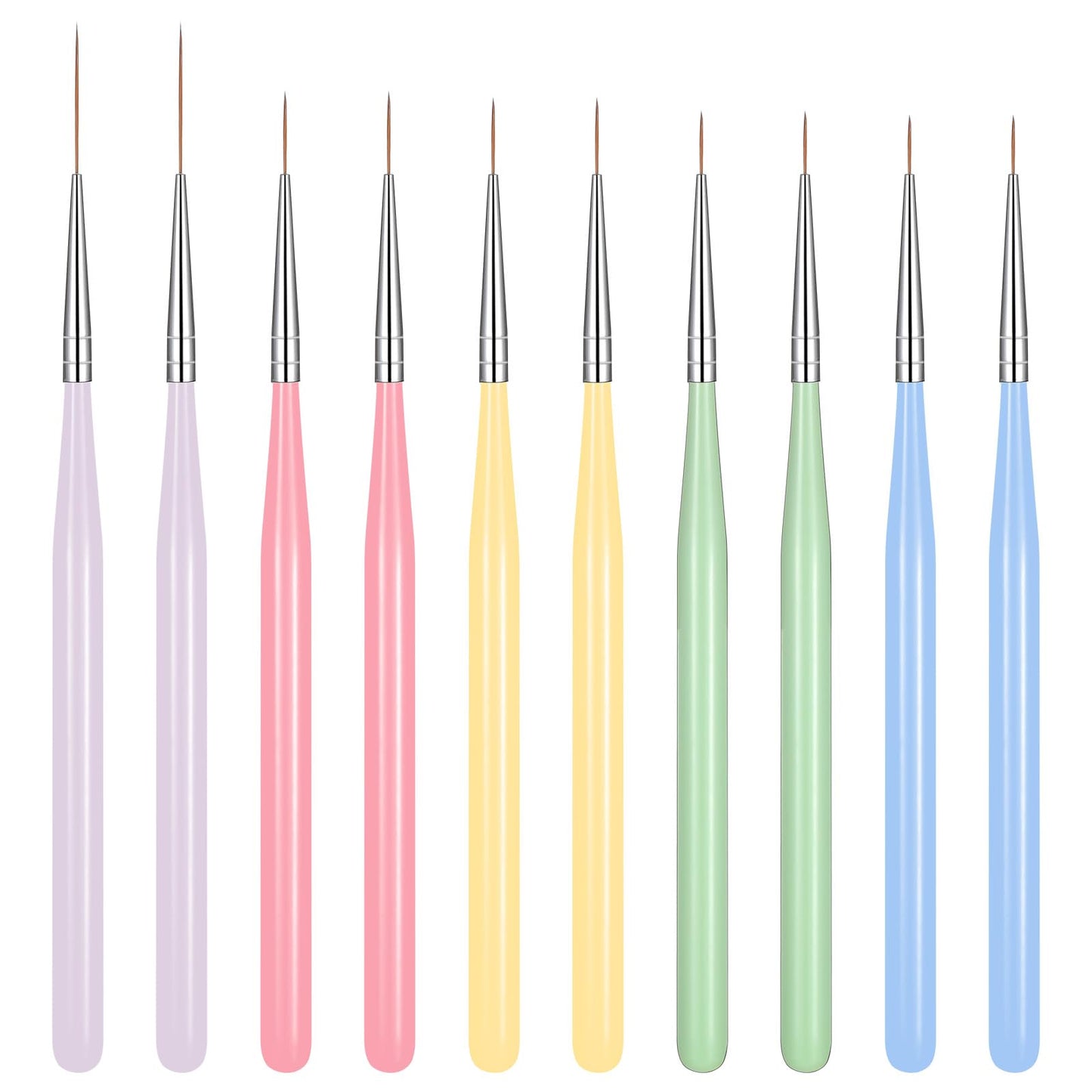 10Pcs Nail Art Liner Brushes Professional Gel Nail Brush Acrylic Nail Paint Brush 7/9/11/13/21mm Thin Nail Brush Nail Detail Brush for Nail Design Polish