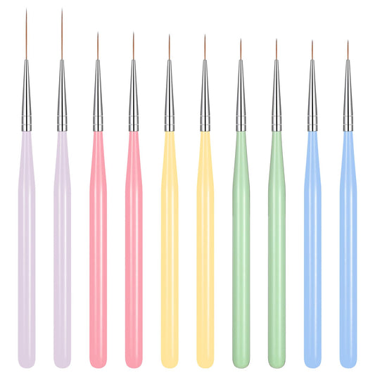 10Pcs Nail Art Liner Brushes Professional Gel Nail Brush Acrylic Nail Paint Brush 7/9/11/13/21mm Thin Nail Brush Nail Detail Brush for Nail Design Polish