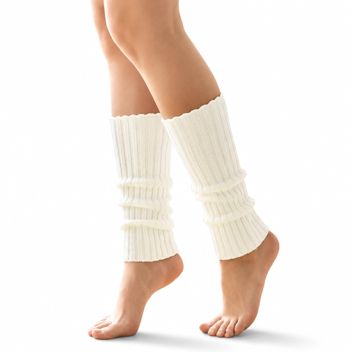 Ziuohaa white leg warmers for Women Girls Ribbed Knit ballet leg warmers