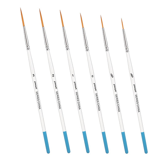 6Pcs Fine Tip Paint Brush Set, Script Liner Brushes with Extra Long Flexible Tip, Professional Detail Brushes for Acrylic Painting, Watercolor, Gouache, Models & Pinstriping