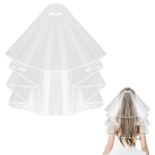 Yolev Wedding Bridal Veil with Comb 2 Tier Tulle Bridal Tulle Veil with Comb for Brides Shower Bachelorette Hen Do Night Party