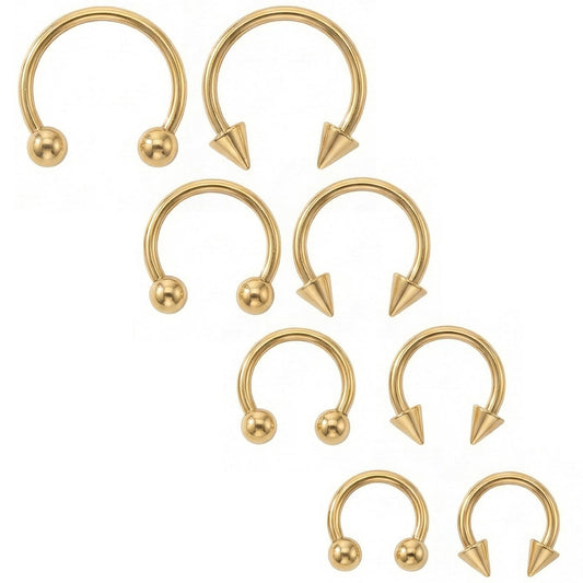 HaiFafafaing 8pcs Horseshoe Rings 16g Gold Septum Ring Jewelry Surgical Steel Gold Horseshoe Hoop Earring Eyebrow Tragus Lip Rings Daith Helix Nose Piercing Septum Jewelry For Women Men