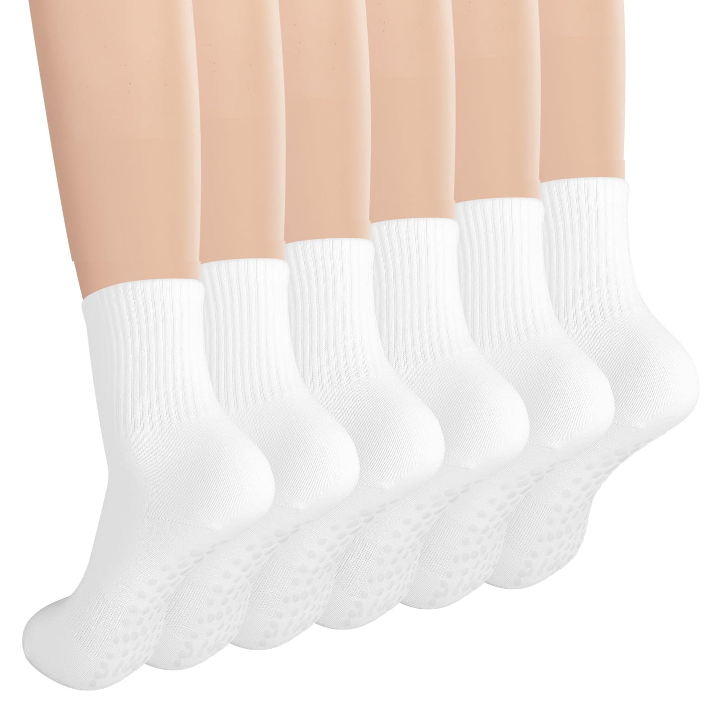 Lusofie 3 Pairs Pilates Socks with Grips for Women White Yoga Socks Barre Socks Pilates Grip Socks Non Slip Socks for Women