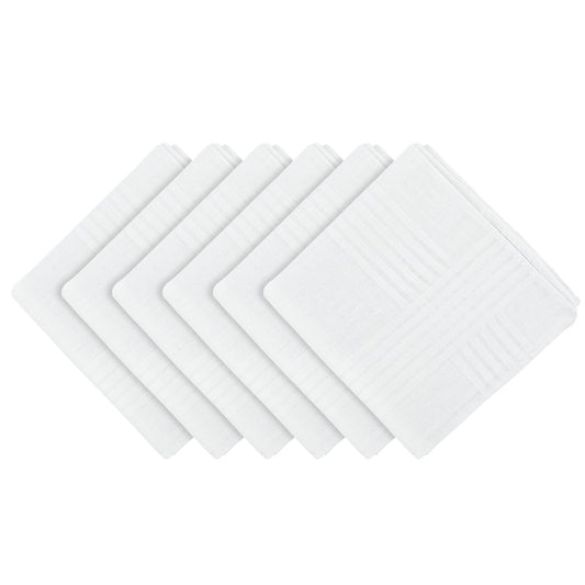 Lusofie 6 pcs White Handkerchiefs for Men Cotton Pocket Squares Hankies for Groom Wedding Prom Celebration Party Women