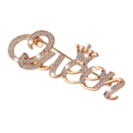 Yolev Queen Crown Brooch Pins Bling Rhinestone Brooches Pin for Women Girls (Rose Gold)